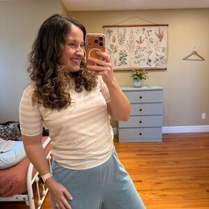 Recolution Pink Striped Short Sleeve T Shirt Small